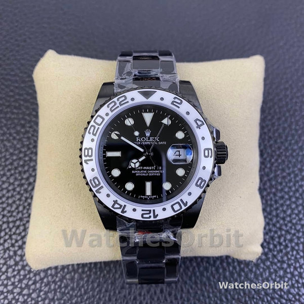 Rolex GMT Master II Black PVD/DLC Coated Black Dial Stainless Steel 16710 Men's Watch