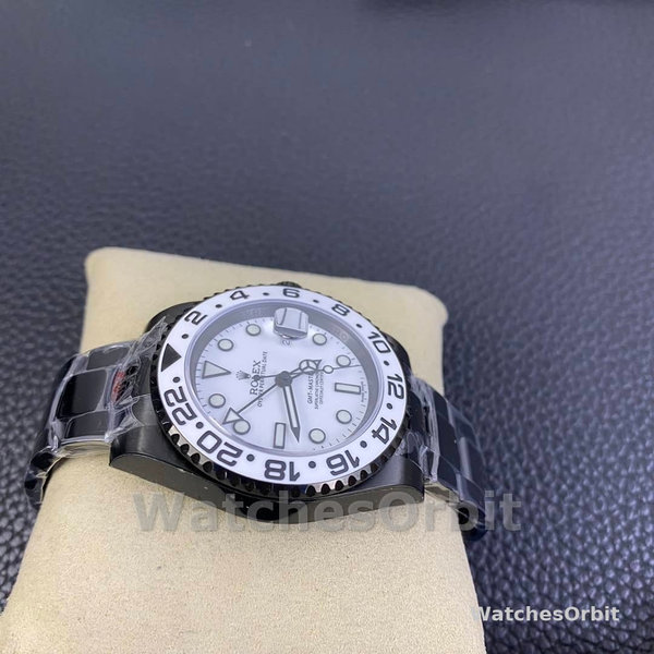 Rolex GMT Master II Black PVD/DLC Coated White Dial Stainless Steel 16710 Men's Watch