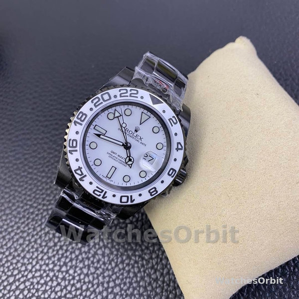 Rolex GMT Master II Black PVD/DLC Coated White Dial Stainless Steel 16710 Men's Watch