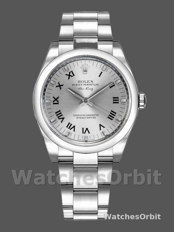 Rolex Oyster Perpetual Air-King 114200 Silver Dial 34mm Unisex replica watch