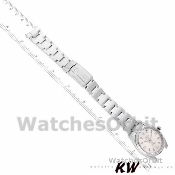 Rolex Oyster Perpetual Air-King 114200 Silver Dial Pink Baton 34mm Unisex replica watch