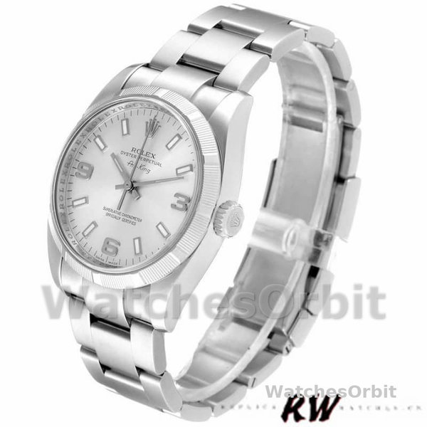 Rolex Oyster Perpetual Air King 114210 Silver Dial 34mm Unisex replica watch
