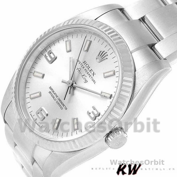 Rolex Oyster Perpetual Air-King 114234 Silver Dial 34mm Unisex Replica Watch