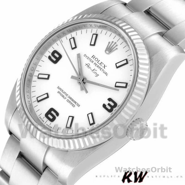 Rolex Oyster Perpetual Air-King 114234 White Arabic Dial 34mm Unisex Replica Watch