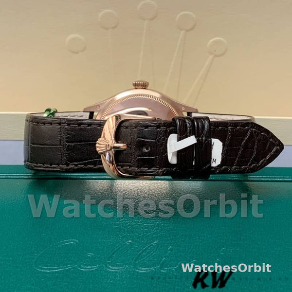 Rolex Cellini Date 50515 Rose Gold Silver Guilloche Index Dial 39mm Mens Replica Watch