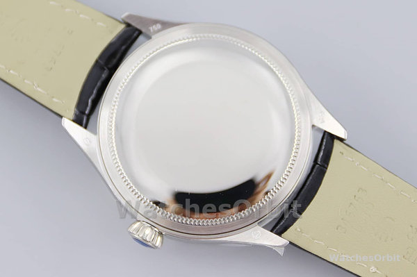 Rolex Cellini Date 50519 Black Leather Silver Dial 39mm Mens Replica Watch
