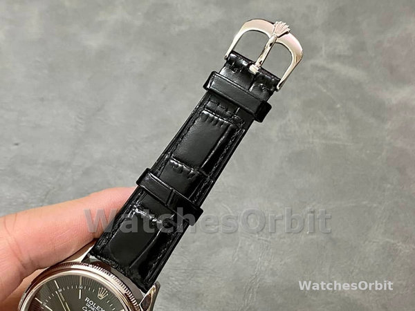 Rolex Cellini Dual Time 50529 Black Dial White Gold 39mm Mens Replica Watch