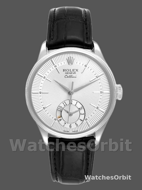 Rolex Cellini Dual Time 50529 Silver Dial 39mm Mens Replica Watch
