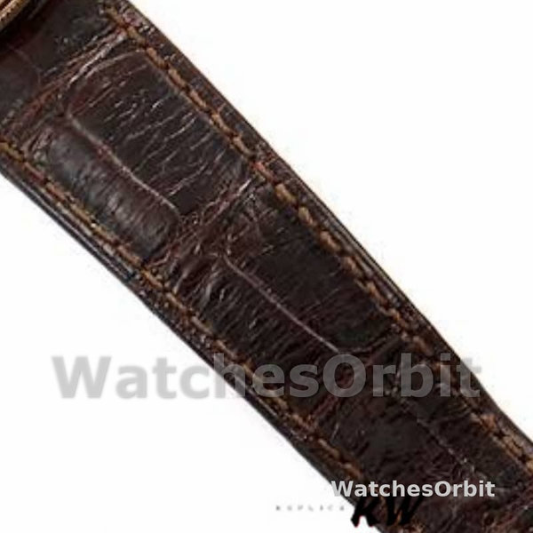 Rolex Cellini Dual Time 50529 Silver Dial Brown Strap 39mm Mens Replica Watch