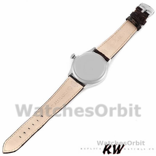 Rolex Cellini Time 50509 Brown Leather Strap Black Dial 39mm Mens Replica Watch