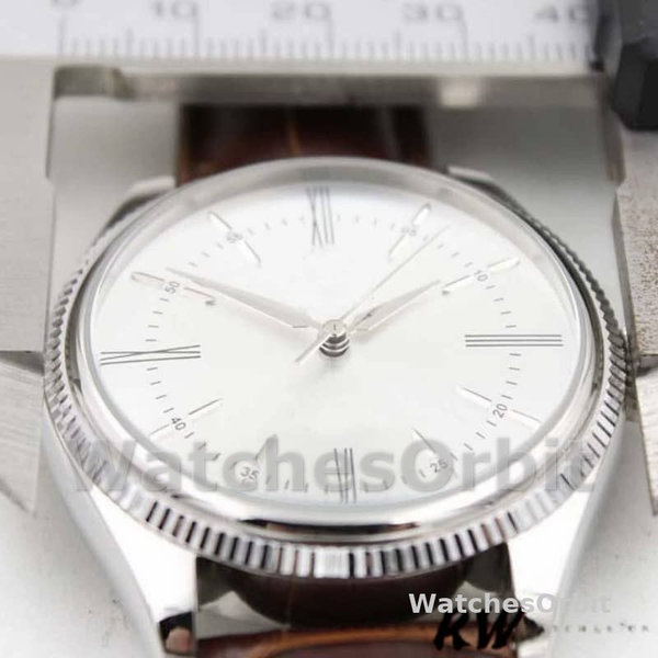 Rolex Cellini Time 50509 Brown Leather Strap White Dial 39mm Mens Replica Watch