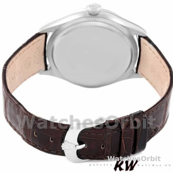 Rolex Cellini Time 50509 Brown Leather Strap White Dial 39mm Mens Replica Watch
