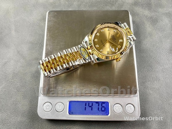 2022 Rolex Datejust Champagne Diamond Dial Two Tone M126333-0012 41mm Mens Replica Watch