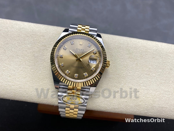 2022 Rolex Datejust Champagne Diamond Dial Two Tone M126333-0012 41mm Mens Replica Watch