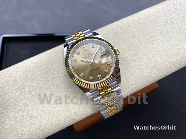 2022 Rolex Datejust Champagne Diamond Dial Two Tone M126333-0012 41mm Mens Replica Watch