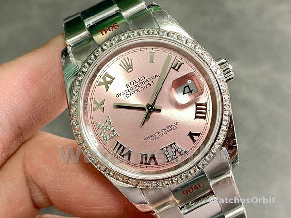 Replica Rolex Datejust 36 126284RBR 0024 Pink Roman Diamond Dial Lady Watch