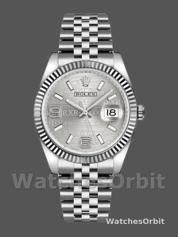 Rolex Datejust 116234-0159 Rhodium Wave Diamond Dial 36mm Unisex Replica Watch