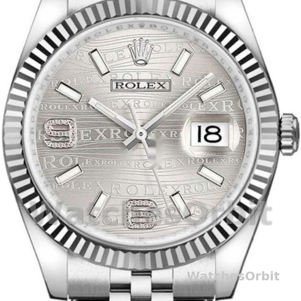 Rolex Datejust 116234-0159 Rhodium Wave Diamond Dial 36mm Unisex Replica Watch