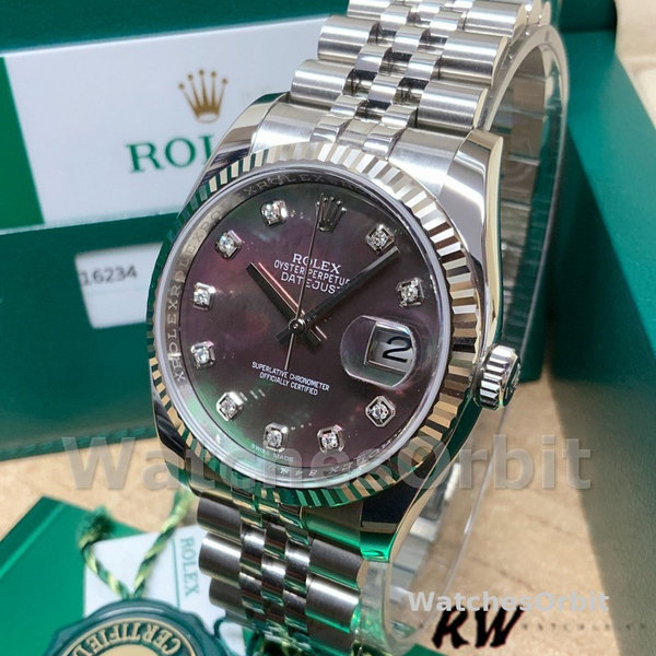 Rolex Datejust 116234 Black MOP Diamond Dial 36mm Unisex Replica Watch