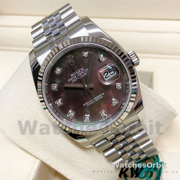 Rolex Datejust 116234 Black MOP Diamond Dial 36mm Unisex Replica Watch