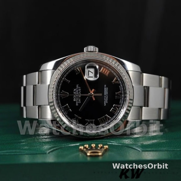 Rolex Datejust 116234 Roman Numeral Black Dial 36mm Unisex Replica Watch