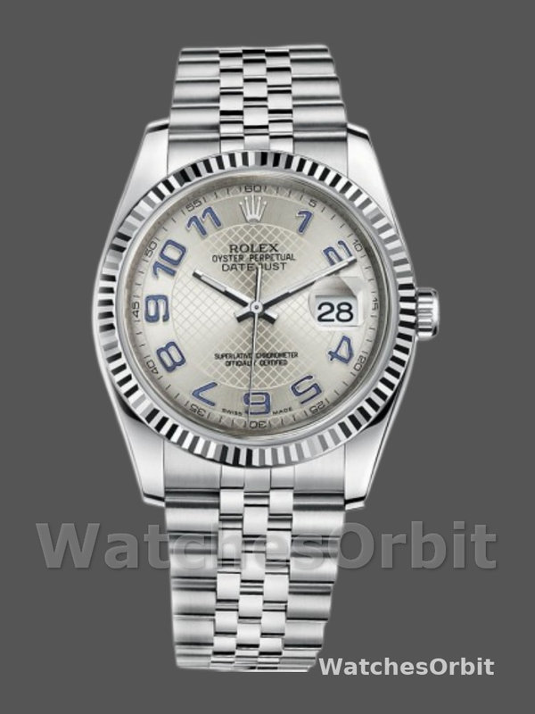 Rolex Datejust 116234 Silver Dial Blue Arabic Numeral Hour Markers 36mm Unisex Replica Watch