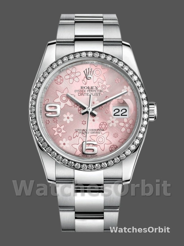 Rolex Datejust 116244 Stainless Steel Pink Floral Dial 36mm Lady Replica Watch