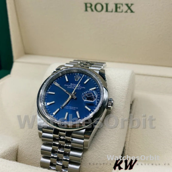 Rolex Datejust 126200 Blue Index Dial Jubilee Stainless Steel 36MM Unisex Replica Watch