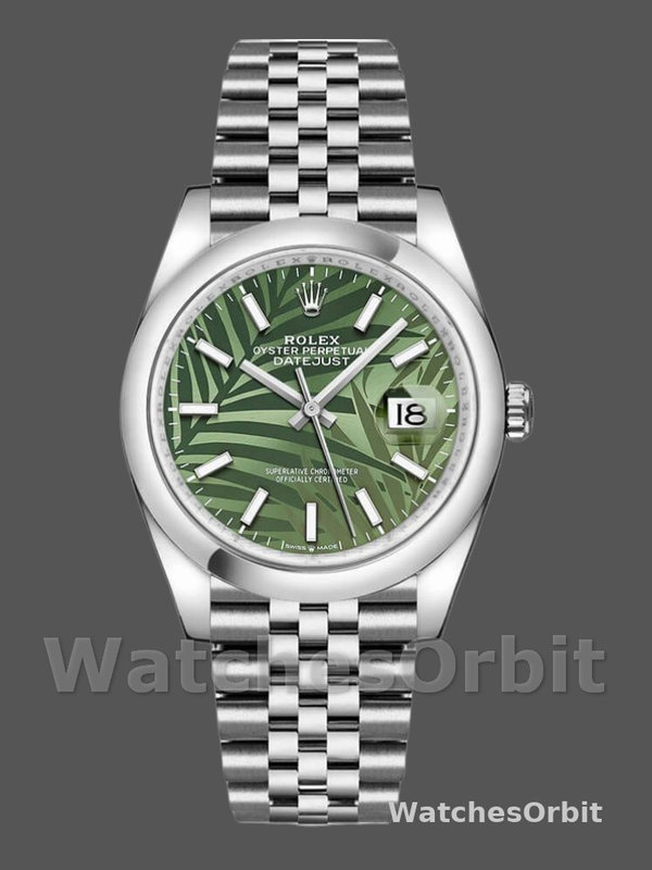Rolex Datejust 126200 Olive Green Palm Motif Dial 36MM Unisex Replica Watch