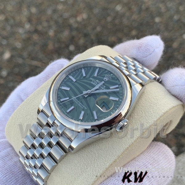 Rolex Datejust 126200 Olive Green Palm Motif Dial 36MM Unisex Replica Watch