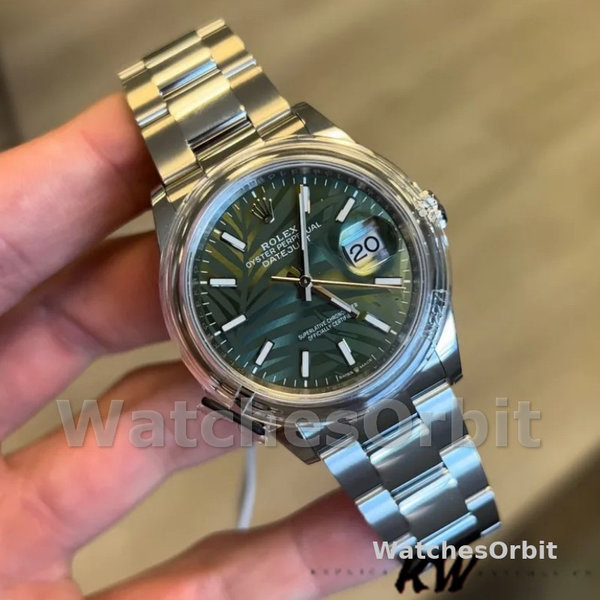 Rolex Datejust 126200 Olive Green Palm Motif Dial Stainless steel 36MM Unisex Replica Watch