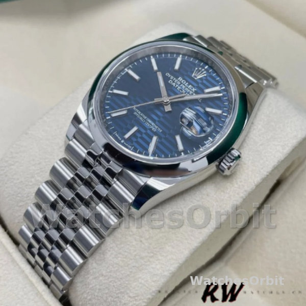 Rolex Datejust 126200 Stainless Steel Automatic Blue Motif Wave Dial 36MM Unisex Replica Watch