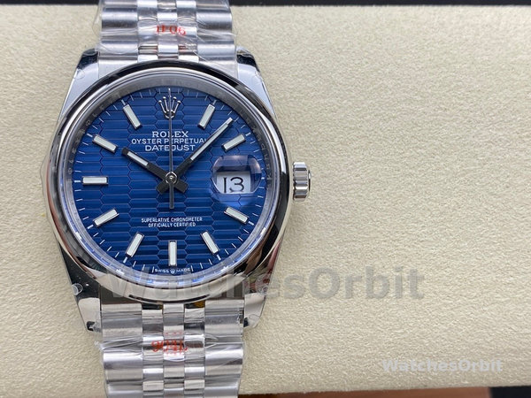 Rolex Datejust 126200 Stainless Steel Automatic Blue Motif Wave Dial 36MM Unisex Replica Watch