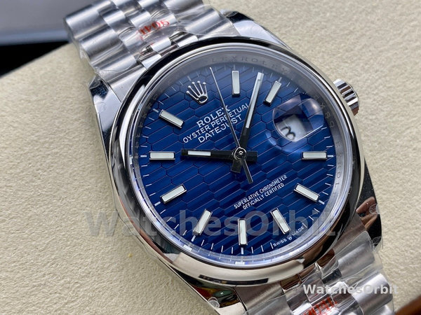 Rolex Datejust 126200 Stainless Steel Automatic Blue Motif Wave Dial 36MM Unisex Replica Watch