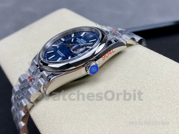 Rolex Datejust 126200 Stainless Steel Automatic Blue Motif Wave Dial 36MM Unisex Replica Watch