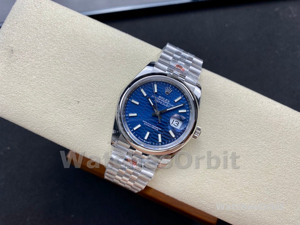 Rolex Datejust 126200 Stainless Steel Automatic Blue Motif Wave Dial 36MM Unisex Replica Watch
