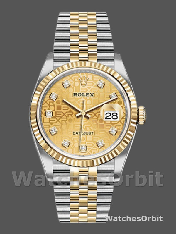 Rolex Datejust 126233 Champagne Jubilee Dial Fluted Bezel 36MM Unisex Replica Watch