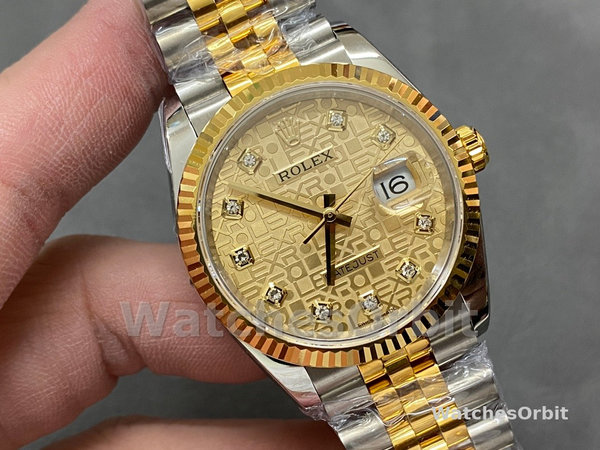 Rolex Datejust 126233 Champagne Jubilee Dial Fluted Bezel 36MM Unisex Replica Watch