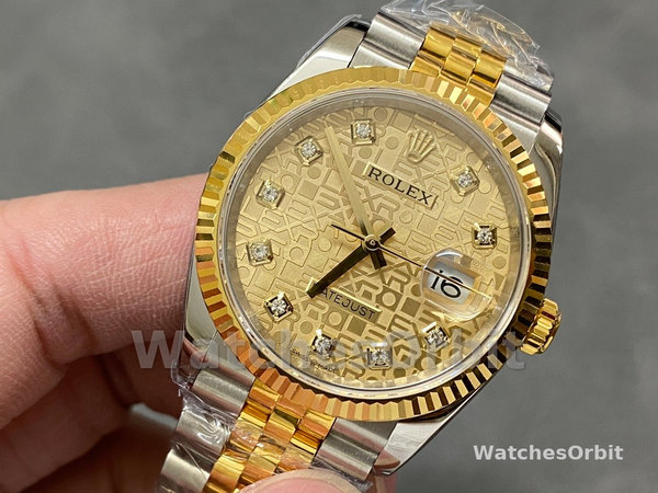 Rolex Datejust 126233 Champagne Jubilee Dial Fluted Bezel 36MM Unisex Replica Watch