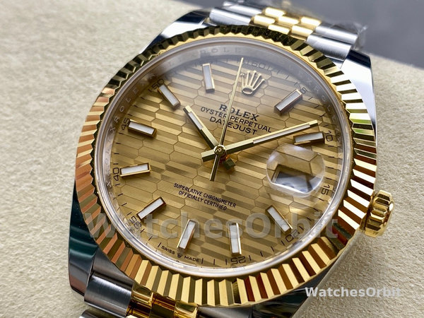 Rolex Datejust 126233 Champagne Motif dial Fluted Bezel 36MM Unisex Replica Watch