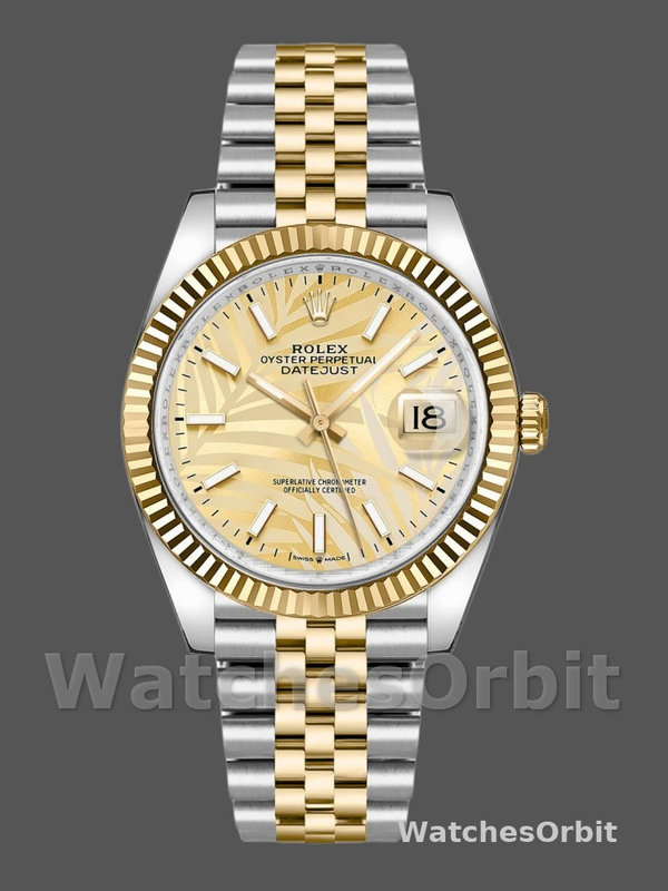 Rolex Datejust 126233 Golden Palm Motif Dial Fluted Bezel 36MM Unisex Replica Watch