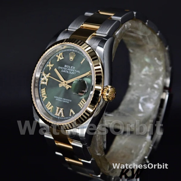 Rolex Datejust 126233 Olive Green Dial Yellow Gold and Oystersteel 36MM Unisex Replica Watch