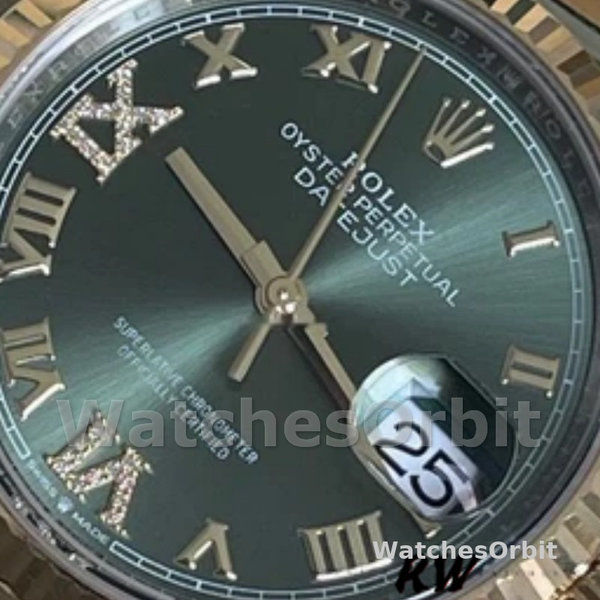 Rolex Datejust 126233 Olive Green Dial Yellow Gold and Oystersteel 36MM Unisex Replica Watch