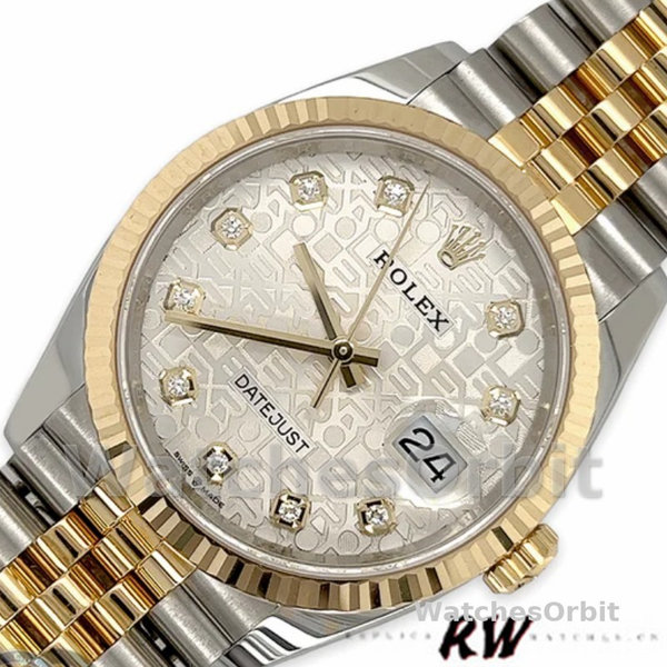 Rolex Datejust 126233 Silver Jubilee Dial Fluted Bezel 36MM Unisex Replica Watch