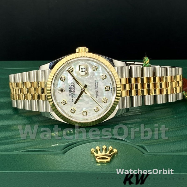 Rolex Datejust 126233 White MOP Diamond Dial Fluted Bezel 36MM Unisex Replica Watch