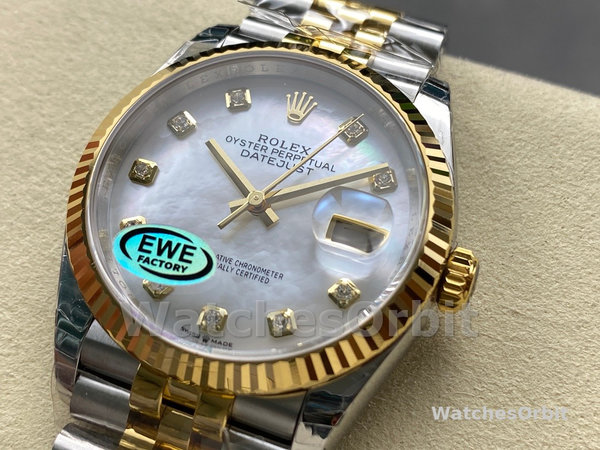 Rolex Datejust 126233 White MOP Diamond Dial Fluted Bezel 36MM Unisex Replica Watch