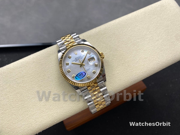 Rolex Datejust 126233 White MOP Diamond Dial Fluted Bezel 36MM Unisex Replica Watch