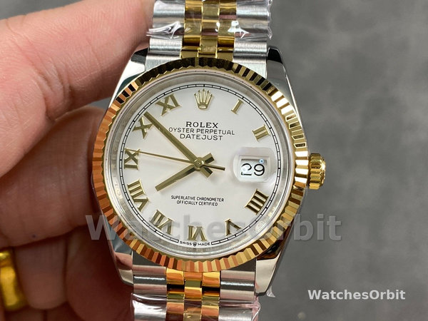 Rolex Datejust 126233 White Roman Dial Fluted Bezel 36MM Unisex Replica Watch