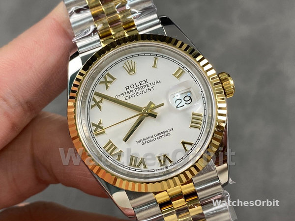 Rolex Datejust 126233 White Roman Dial Fluted Bezel 36MM Unisex Replica Watch