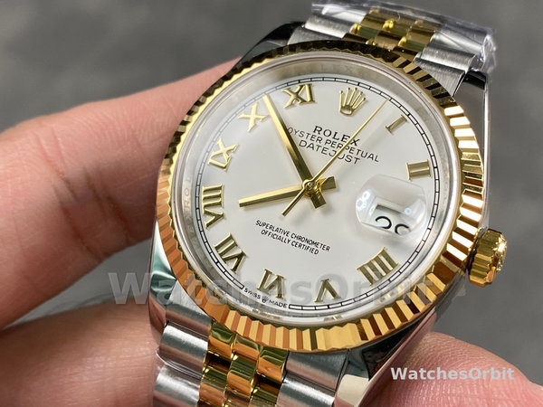 Rolex Datejust 126233 White Roman Dial Fluted Bezel 36MM Unisex Replica Watch